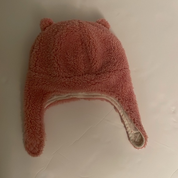 Carter’s Set of Fuzzy Sherpa Hat and Mittens, 12-24 M, pink. 3D ears on hat - Picture 5 of 17
